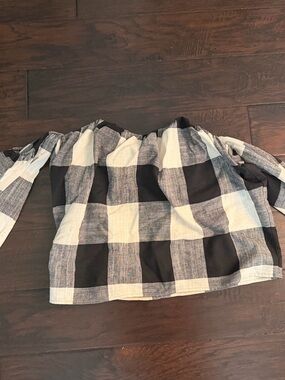 Tularosa Black and White Buffalo Plaid Off-Shoulder Top Size XS